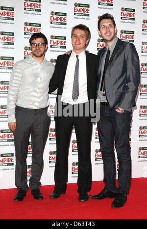 Simon Bird, Joe Thomas, Blake Harrison l'Empire Film Awards 2011 - Arrivi presso Grosvenor House di Londra, Inghilterra - 27.03.11 Foto Stock