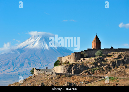 Khor Virap monastero e il Monte Ararat, Armenia Foto Stock