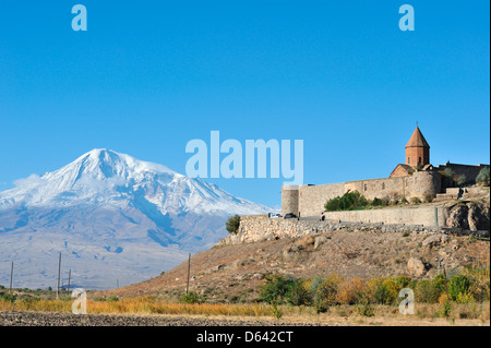 Khor Virap monastero e il Monte Ararat, Armenia Foto Stock