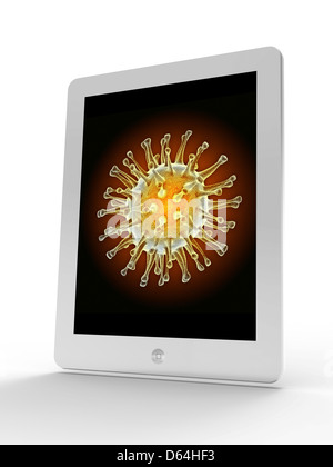 Tablet PC, influenza delle particelle di virus Foto Stock