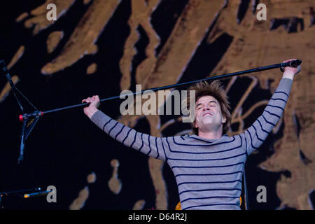 Il cantante della band tedesca Die Toten Hosen, Campino, esegue sul palco del festival Rock im Park a Zeppelinfeld in Nuremberg, Germania, 02 giugno 2012. Foto: Daniel Karmann (ATTENZIONE: per solo uso editoriale in connessione ai report su Die Totel Hosen) Foto Stock