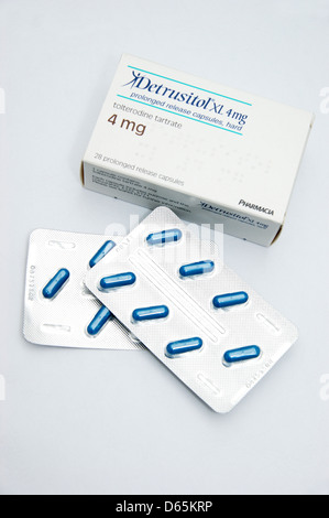 Detrusitol capsule (tolterodina) prescritto per la sindrome della vescica iperattiva Foto Stock