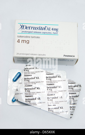 Detrusitol capsule (tolterodina) prescritto per la sindrome della vescica iperattiva Foto Stock