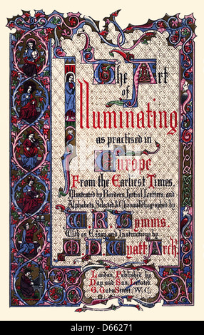 Un'opera del 1860 di W.R. Tymms che mostra una gamma di alfabeti e stili calligrafici. Mette in evidenza tecniche di scrittura decorative, tra cui l'illuminazione, le iniziali e la tipografia ornata spesso utilizzata nei manoscritti e nelle opere stampate del XIX secolo. Foto Stock
