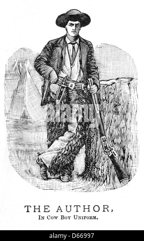Questo libro del 1886, "A Texas Cowboy", racconta le esperienze dell'autore come cowboy in Texas, concentrandosi sulla vita a cavallo. Il libro probabilmente include illustrazioni di cowboy e dei loro pony, evidenziando la vita aspra dell'Occidente americano durante il XIX secolo. Foto Stock