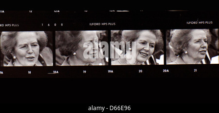 Margaret Thatcher, una striscia di contatto del reportage ritratti Foto Stock