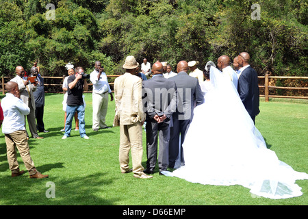 Un alto Walter cascata trovata all'interno di Walter Sisulu Giardini Botanici di Johannesburg. Foto Stock