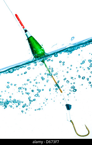La pesca galleggiante contro uno sfondo bianco Foto Stock