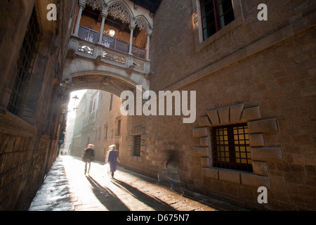 Street vicino alla cattedrale di Barcellona, Barcellona, Spagna Foto Stock