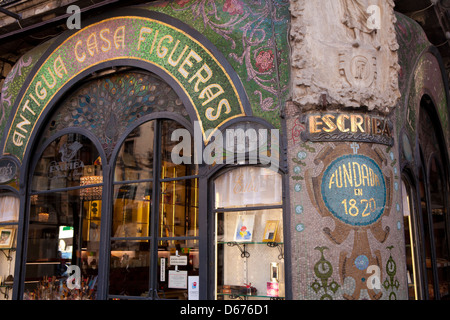 Antigua Casa Figueras a Las Ramblas di Barcellona, Spagna Foto Stock