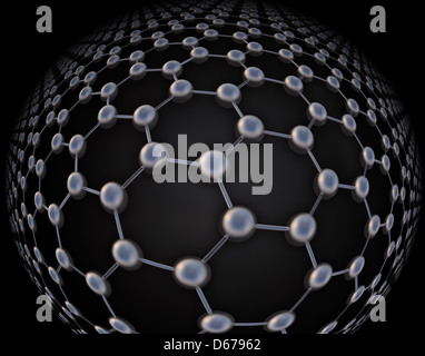 Grafene struttura atomica - nanotecnologie illustrazione dello sfondo Foto Stock