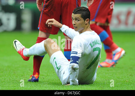 Il Portogallo Cristiano Ronaldo è raffigurato durante un Euro 2012 trimestre partita finale tra la Repubblica ceca e Portogallo a Varsavia, Portogallo, 21 giugno 2012. Foto: Revierfoto Foto Stock