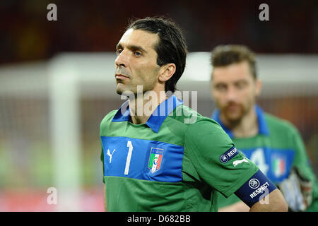 Italia di Gianluigi Buffon dopo la UEFA EURO 2012 finale di partita di calcio Spagna vs. Italia presso lo Stadio Olimpico di Kiev, in Ucraina, 01 luglio 2012. La Spagna ha vinto 4-0. Foto: Revierfoto Foto Stock