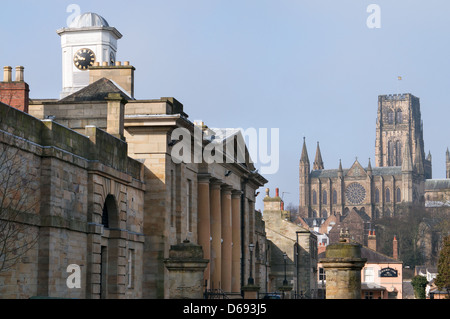 Old Elvet, Durham Crown Court e cattedrale North East England Regno Unito Foto Stock