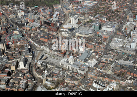 Vista aerea del centro citta' di Nottingham, Nottingham Town Hall Foto Stock