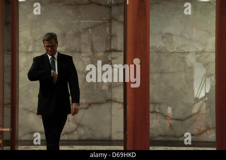 Berlino, Germania. Il 15 aprile, 2013. FM tedesco Westerwelle incontra Nabil Al Arabi, Segretario Generale della Lega Araba, in Federal Foreign Office di Berlino. Foto Stock