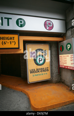 Parcheggio sotterraneo a Montreal, in Quebec. Foto Stock