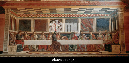 Andrea del Castagno (c. 1421-1457). L'Ultima Cena. Affresco. Chiesa di Sant'Apollonia. Firenze. L'Italia. Foto Stock