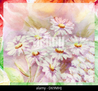 Colore dell'acqua, bouquet di fiori Foto Stock