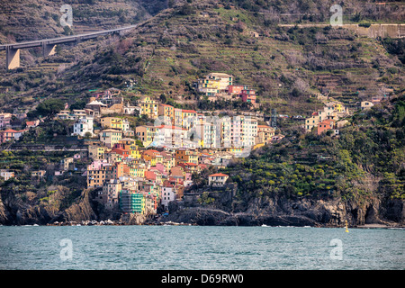 Riomaggiore Cinque Terre Liguria, Italia Foto Stock