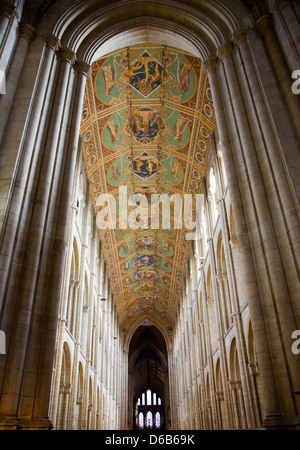 Dipinto di soffitto del tetto interno Cattedrale di Ely, Cambridgeshire, Inghilterra Foto Stock
