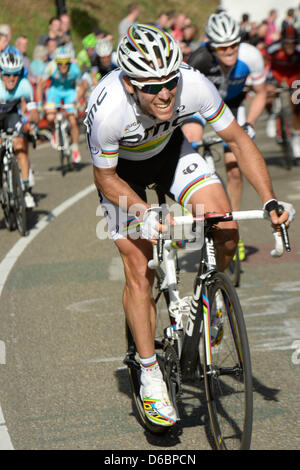 Valkenburg, Olanda. Il 14 aprile, 2013. Philippe Gilbert durante la gara da Maastricht a Valkenburg. Foto Stock