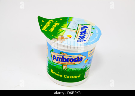 Pot individuali di Ambrosia Devon crema pasticcera 150g Foto Stock