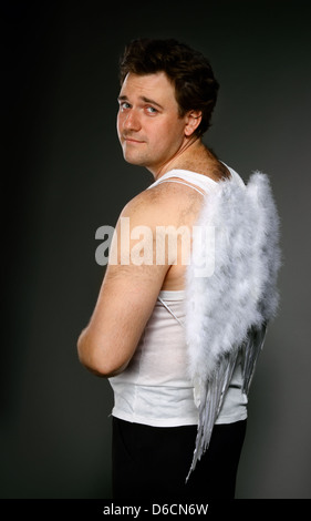 Il sig. Angelo con ali bianche Foto Stock