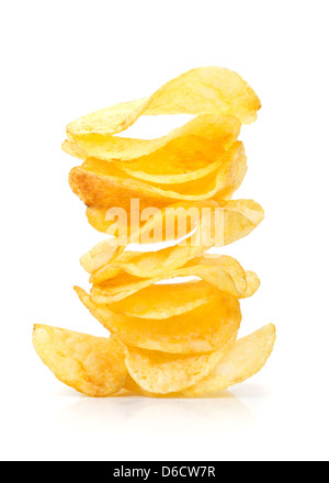 Potato Chips isolato su bianco Foto Stock