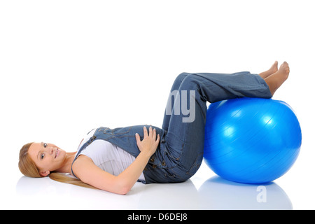 Bella donna in stato di gravidanza Foto Stock