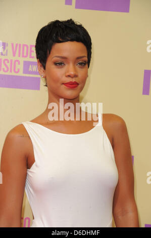Cantante Rihanna arriva a MTV Video Music Awards a Staples Center a Los Angeles, Stati Uniti d'America, il 06 settembre 2012. Foto: Hubert Boesl Foto Stock