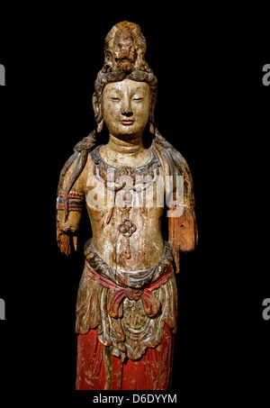 Bodhisattva Avalokitesvara Cina in legno policromo cinque dinastie periodo 907-960 cinese di annunci Foto Stock