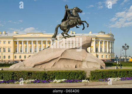 Il Cavaliere di bronzo statua, San Pietroburgo, Russia Foto Stock