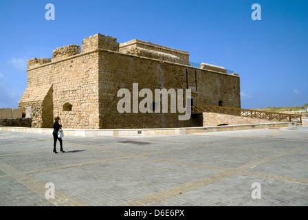 Castello medievale oltre al porto, Paphos, Cipro. Foto Stock