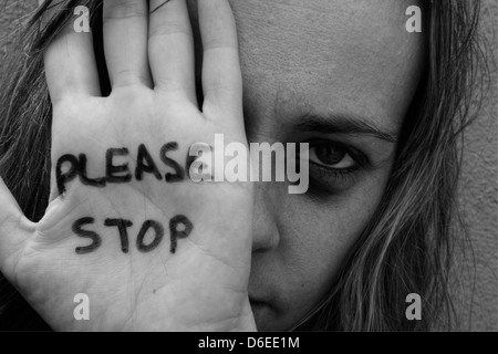 Stop alla violenza contro le donne Foto Stock