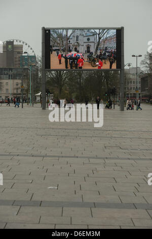 Funerale della Baronessa Thatcher come visto Plymouth TV Foto Stock