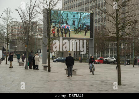 Funerale della Baronessa Thatcher come visto Plymouth TV Foto Stock