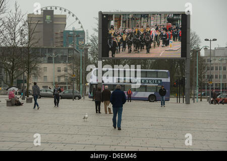 Funerale della Baronessa Thatcher come visto Plymouth TV Foto Stock