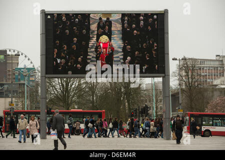 Funerale della Baronessa Thatcher come visto Plymouth TV Foto Stock