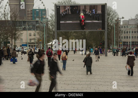 Funerale della Baronessa Thatcher come visto Plymouth TV Foto Stock