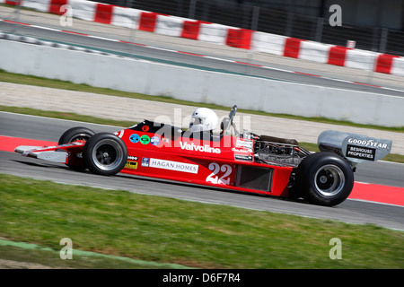 FIA Masters storica gara di Formula Uno al Montmelò 12 Aprile 2013 - James Hagan in Ensign MN177 Foto Stock