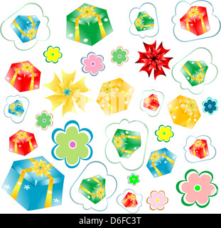 Sfondo senza giunture di confezioni regalo con pattern diverso Foto Stock