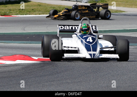 FIA Masters storica gara di Formula Uno al Montmelò 12 Aprile 2013 - Joaquin Folch nel 1981 Brabham BT49C Foto Stock