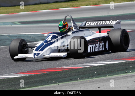 FIA Masters storica gara di Formula Uno al Montmelò 12 Aprile 2013 - Joaquin Folch nel 1981 Brabham BT49C (Nelson Piquet) Foto Stock