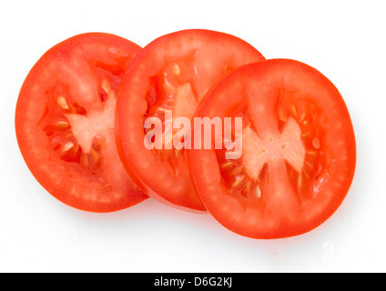 Tre fette di pomodoro Foto Stock