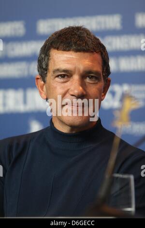 Attore spagnolo Antonio Banderas partecipare alla conferenza stampa di 'Haywire' durante la sessantaduesima International Festival del Cinema di Berlino, Berlinale, al Grand Hyatt Hotel di Berlino, Germania, il 15 febbraio 2012. Foto: Hubert Boesl Foto Stock