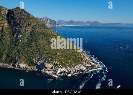 BOS 400 naufragio (1994), punto Duiker, vicino a Città del Capo, Sud Africa - aerial Foto Stock