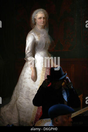 Blues i musicisti si esibiscono al di sotto di un ritratto di Martha Washington ad una casa bianca evento intitolato In termini di prestazioni alla Casa Bianca: rosso, bianco e blu, 21 febbraio 2012 a Washington, DC. Come parte dell'In serie Perfomance, leggende della musica contemporanea e grandi artisti sono stati invitati ad esibirsi presso la Casa Bianca per una celebrazione di musica Blues e in riconoscimento di Nero Histo Foto Stock