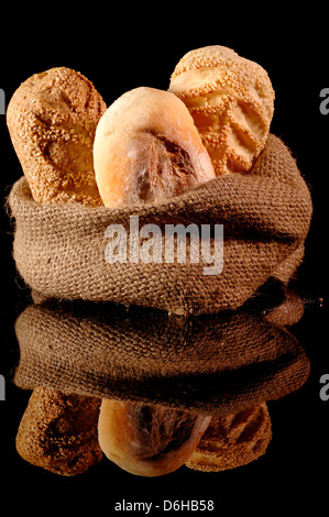 Forme di pane e panini da un baker Foto Stock