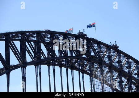 Il Sydney Harbour Bridge scalatori Foto Stock